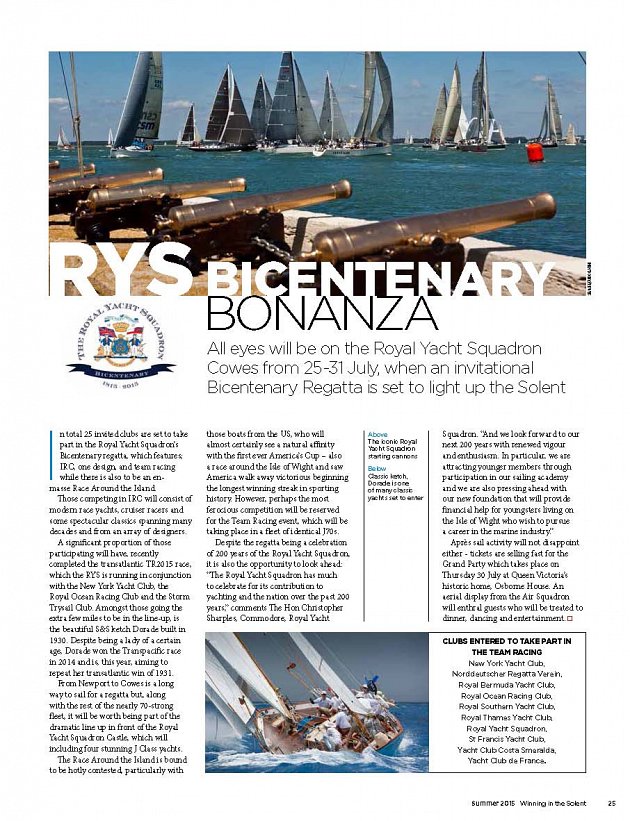 Yachts and Yachtings Bicentenary Bonanza